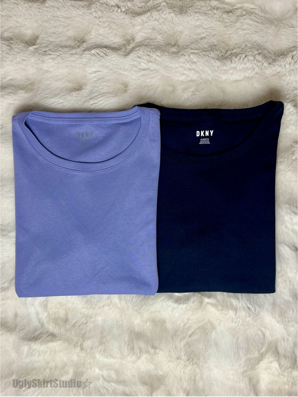 DKNY Essential T-Shirt Bundle - Navy & Periwinkle Blue Size XL